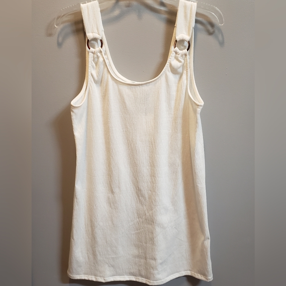 Green Envelope NWT Cream Beach Cover-up with Gold Ring Detail